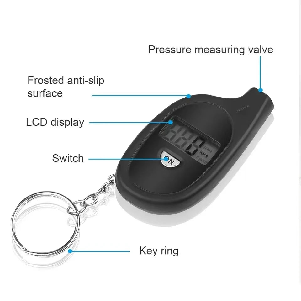 Digital Tire Pressure Gauge with LCD Display - Auto & Motorcycle Air Pressure Tester and Safety Alarm Tool