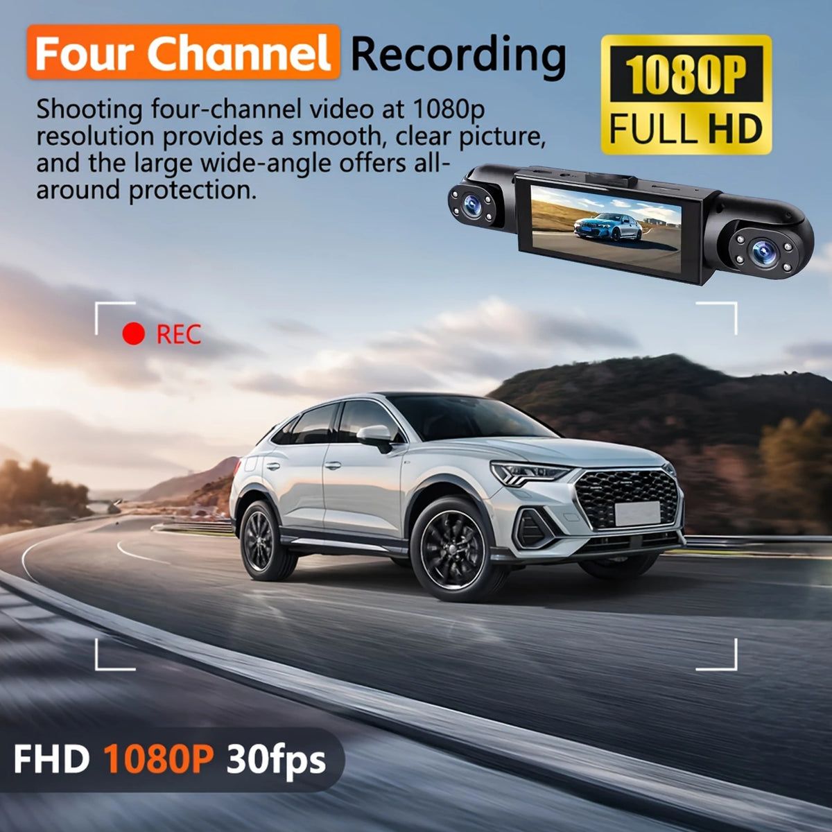 4-Channel 360° Dash Cam with 1080p Night Vision & Parking Monitor - image 4