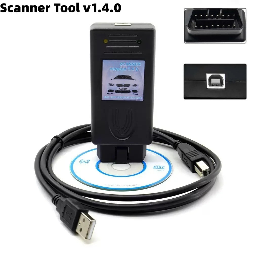 OBD2 Diagnostic Scanner 1.4.0 with Cable Multi-Function Tool for Car Coding