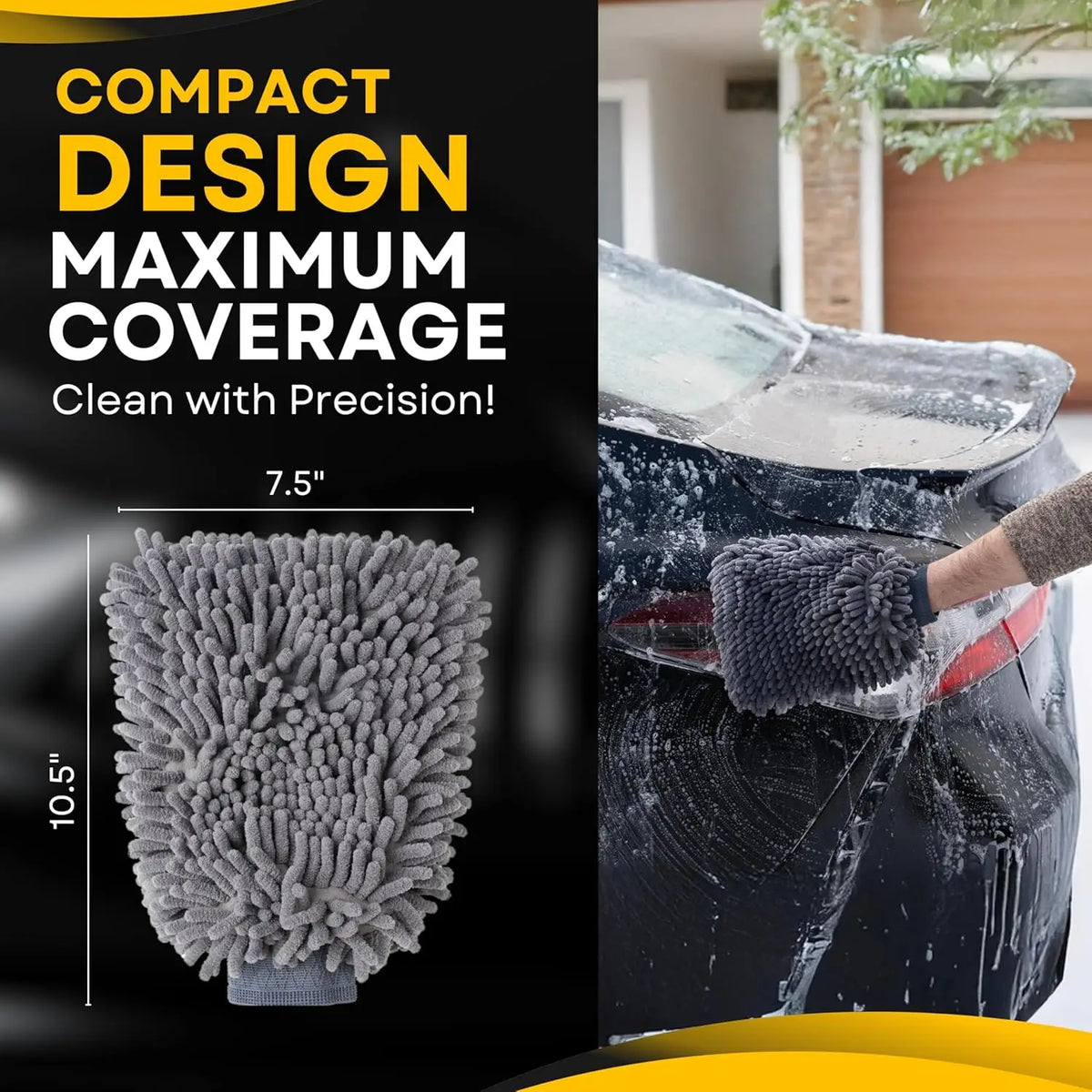 Car Wash Mitt, 2PACK Chenille Microfiber Wash Mitt, Scratch-Free & Lint-Free, Rich Foam, Highly Absorbent, Double Sided, Wash Mi
