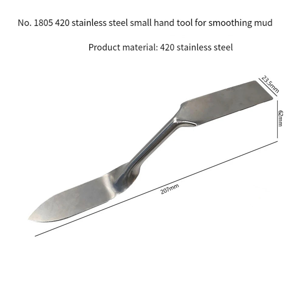Double headed plastering trowel, stainless steel caulking and seam repair tool