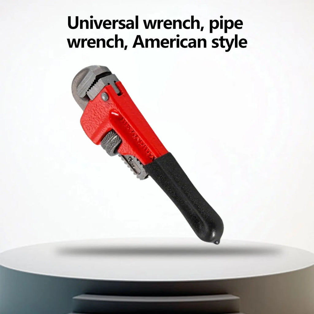 【6" Heavy-Duty Pipe Wrench】Adjustable Chromium-Vanadium Plumber Wrench – Floating Hook Jaw I-Beam Handle Red