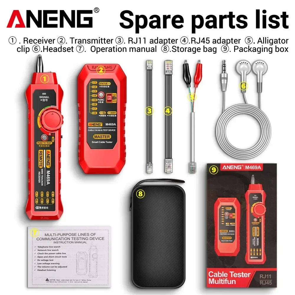 Network Cable Tester RJ45 RJ11 LAN Analyzer Wire Tracker Tracer Toner