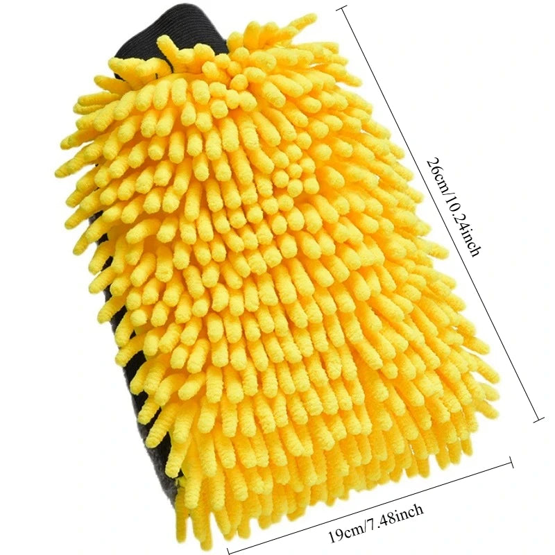 Large Microfiber Chenille Car Wash Mitt, Waterproof Double-Sided Detailing Glove