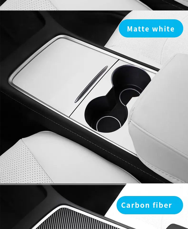 Wood Grain and Carbon Look Center Console Film for Tesla Model Y 2021-2023