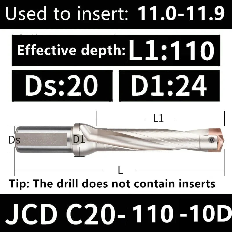 Indexable U Drill with Internal Cooling, 3D-10D, 10-25mm Diameter