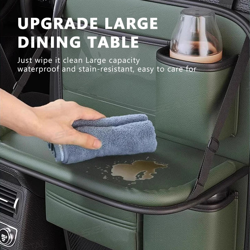 Large Capacity Car Seat Back Organizer with Foldable Dining Tray - image 5