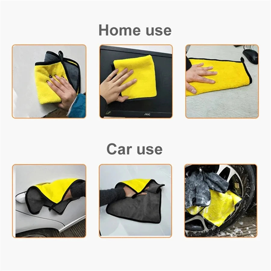 Double Layer Microfiber Car Wash and Drying Towels, 1, 2 or 6 pcs