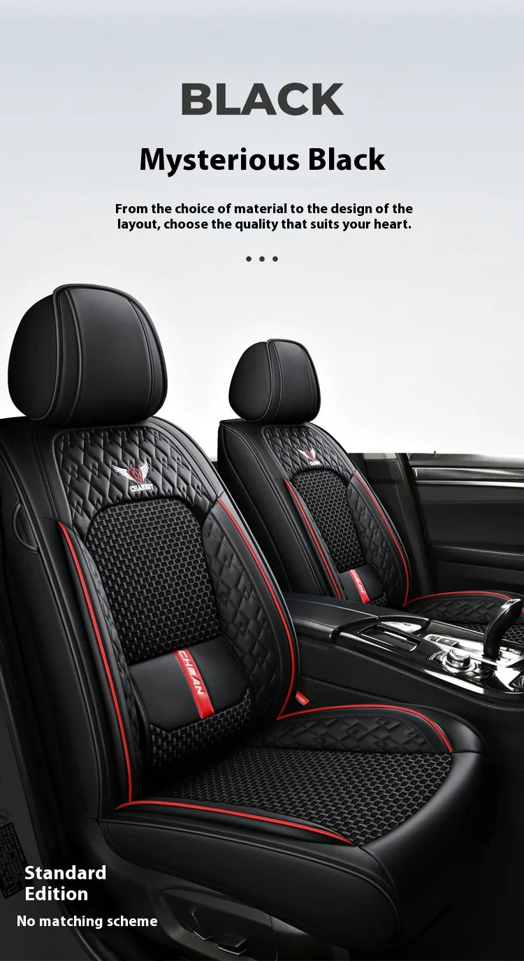 5-Seat Synthetic Leather Car Seat Cover Set with Lumbar Support