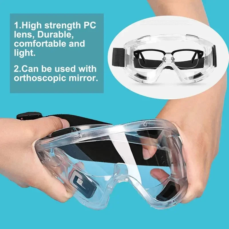 Safety Goggle Anti Fog Anti Splash Dust Proof Work Lab Eyewear Eye Protection Industrial Research Safety Glasses Clear Lens