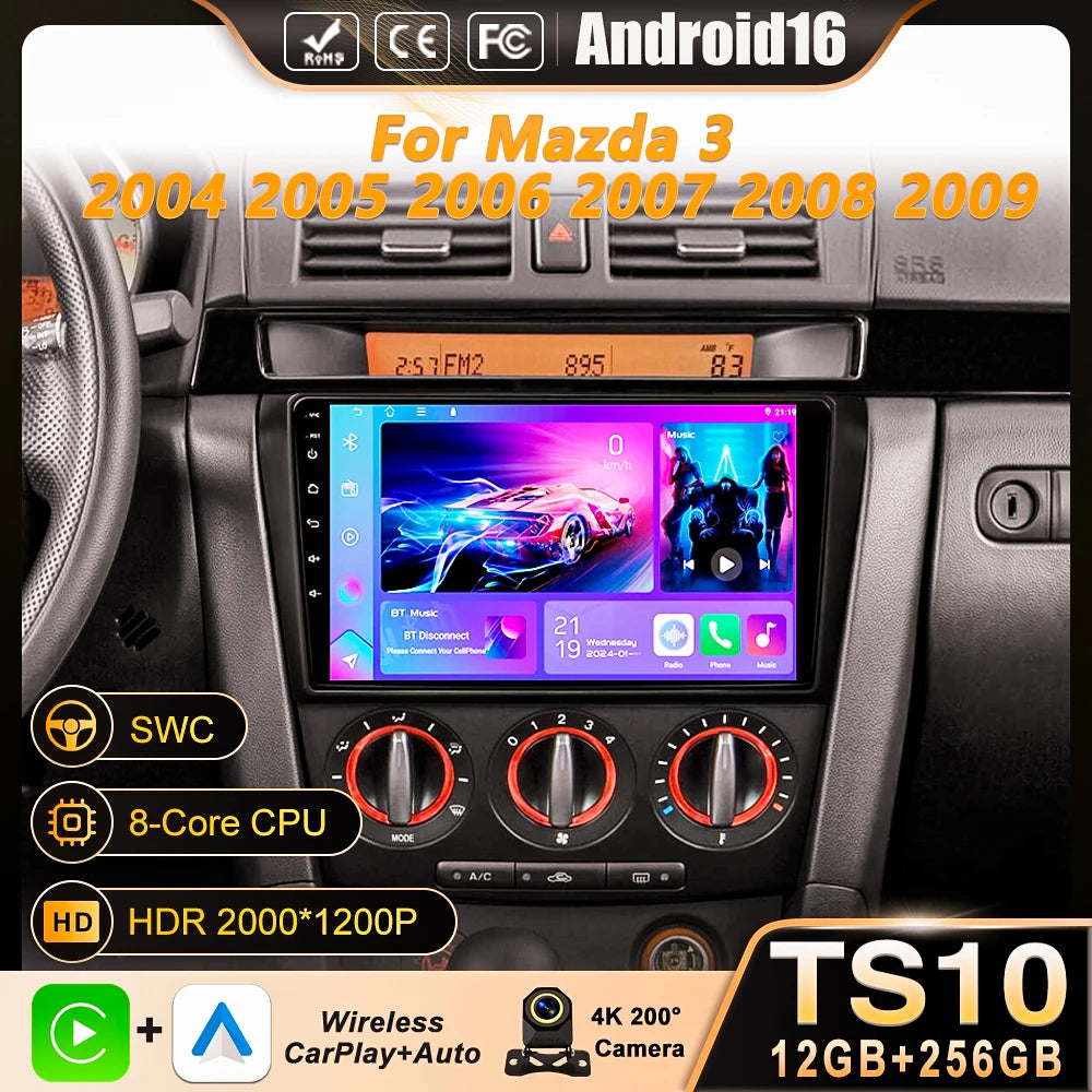 9-Inch Wireless CarPlay Android Auto Player for Mazda 3 2004-2009