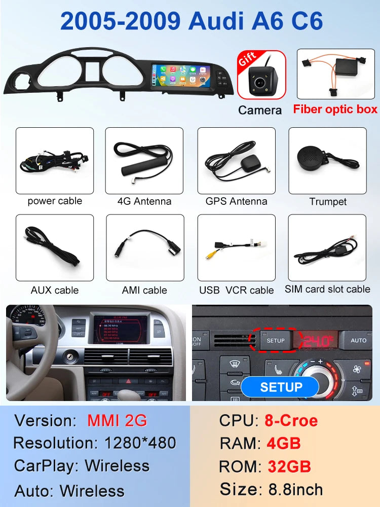 8.8" Touchscreen Audi A6 2005-2011 GPS CarPlay Android Auto - image 10