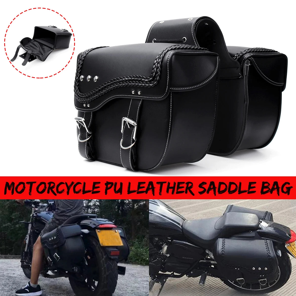Large Motorcycle Saddlebags Pair for Sportster 883/1200