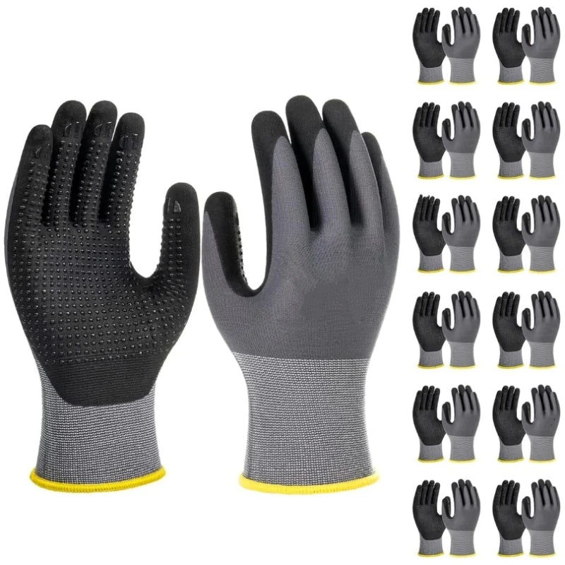 MicroFoam Nitrile Coated Safety Work Gloves Non-Slip Seamless Knit Nylon Work Gloves for Men Mechanic Gardening Industrial Auto