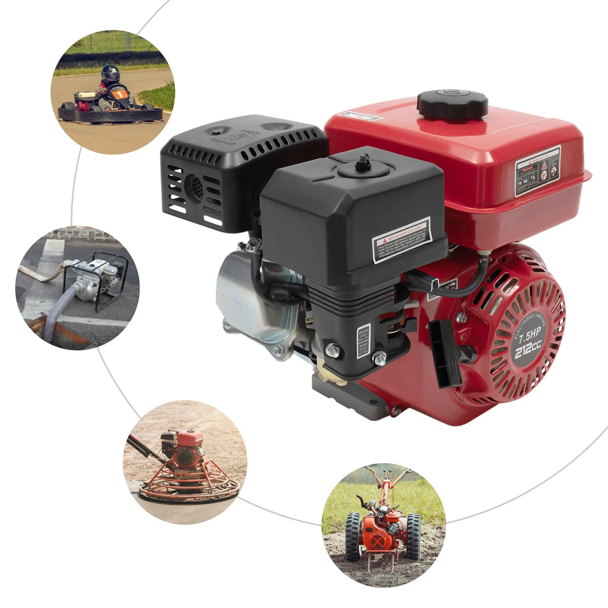 212cc 7.5HP 4-Stroke Gas Engine with Recoil Start for Pumps and Karts