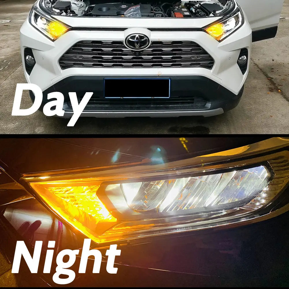2Pcs T20 7440 7440NA W21W WY21W LED Bulb Amber Yellow Canbus Error Free No Hyper Flash Blinker Lamp For RAV4 Turn Signal Light