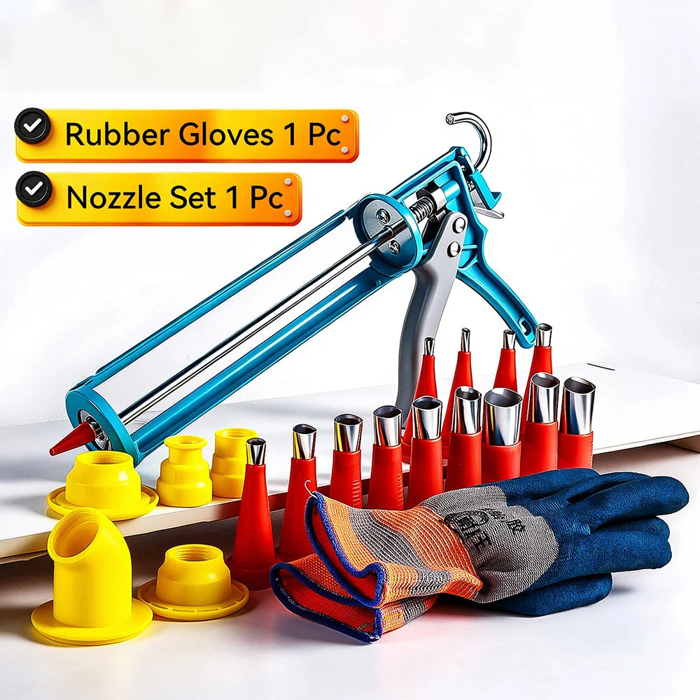 Manual Silicone Glass Glue Gun Skeleton Caulking Caulk Cartridge Skeleton Gun Caulking Applicator Tool Set For Doors Windows