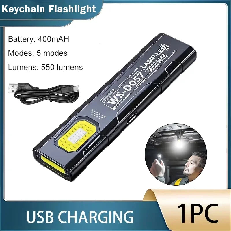 Rechargeable Zoom LED Flashlight with Display & Side Work Light