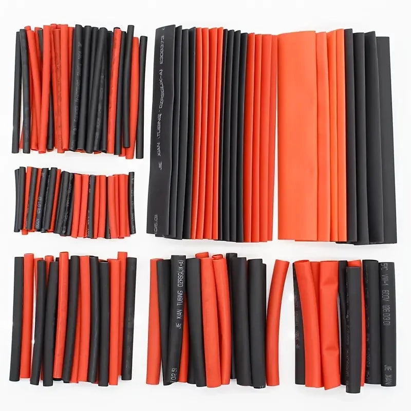 127PCS Black Red Heat Shrink Tubing 2:1 Polyolefin Car Cable Sleeving Wire Kit