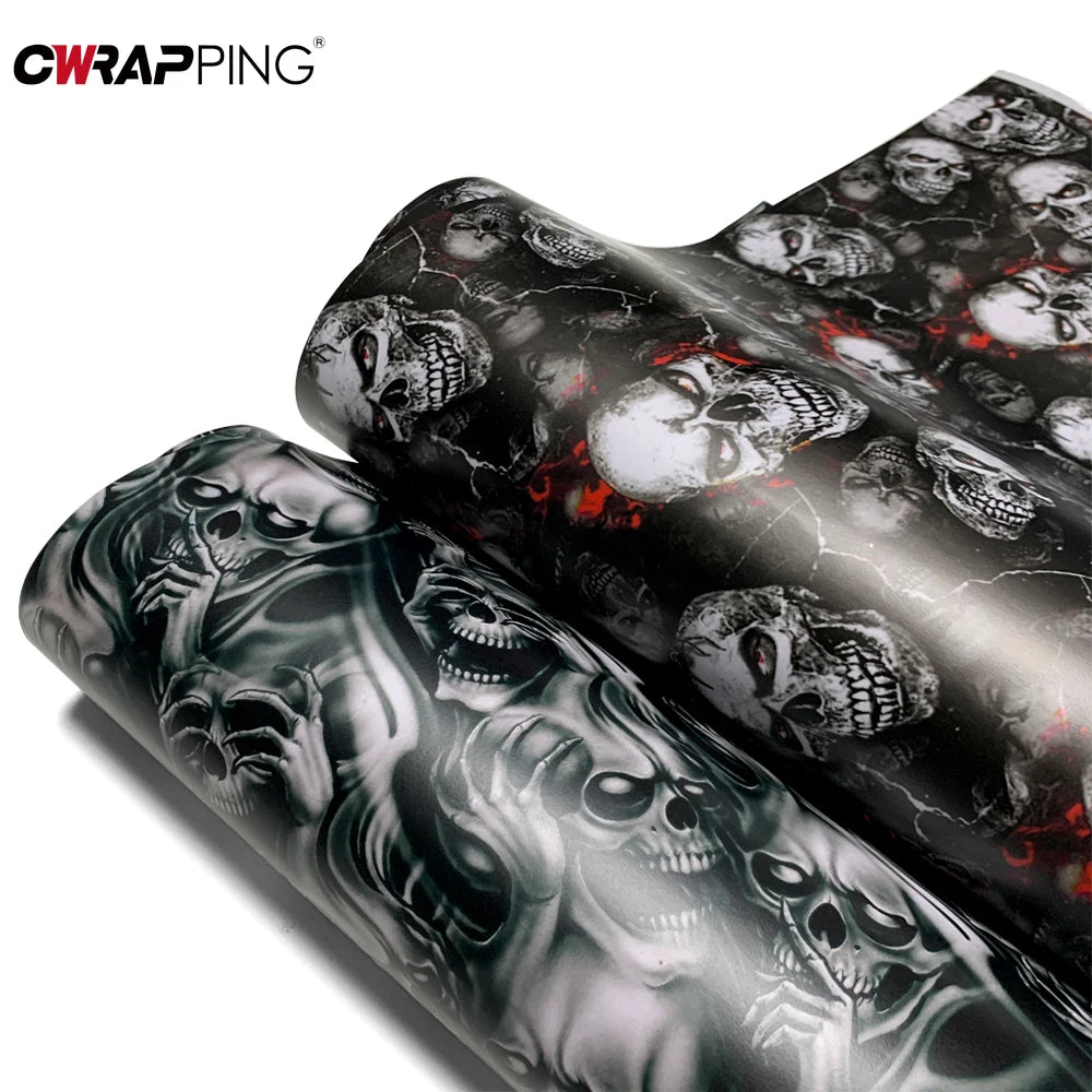 Skull Camo Car Wrap Vinyl Film - Self-Adhesive Sticker for Vehicle
