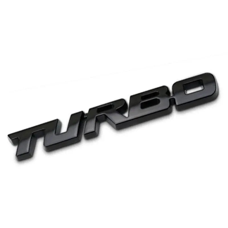 TURBO 3D Metal Lettering Car Sticker, Black, Red or Silver
