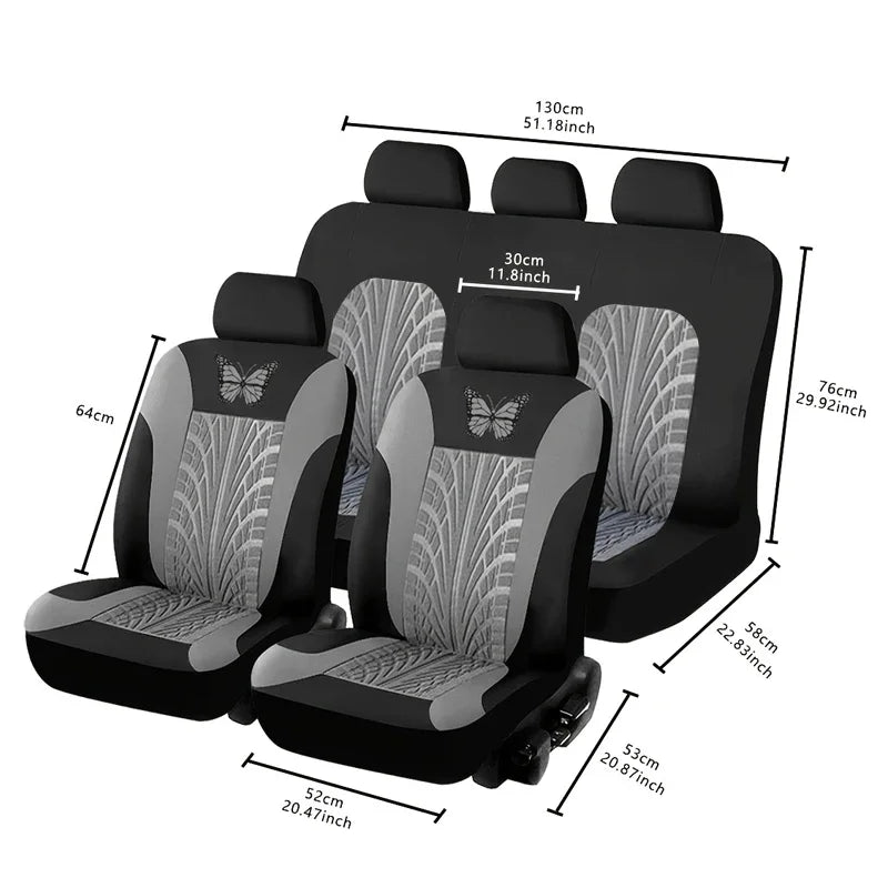 Butterfly Embroidery Car Seat Cover Set, Universal Fit
