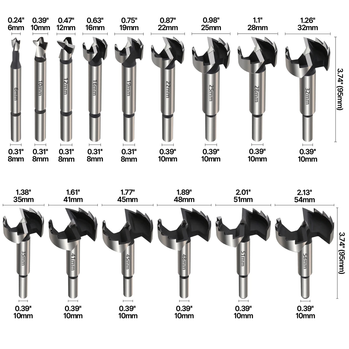 Versery 1Pc 6mm-100mm Forstner Woodworking Tools Hole Saw Hinge Boring Drill Bits Round Shank High Carbon Steel Cutter