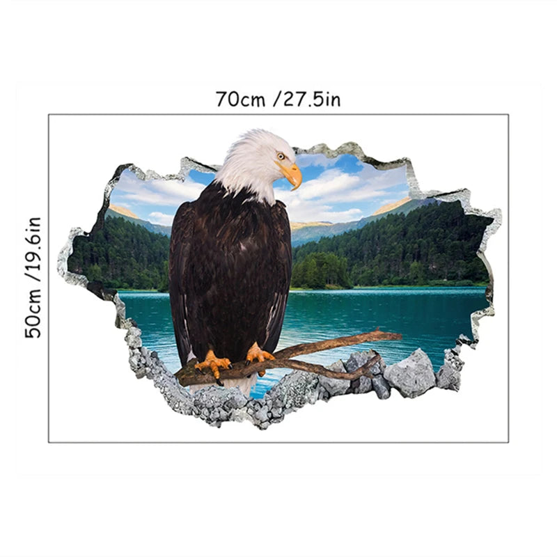 3D Broken Wall Eagle Mural Wall Sticker for Home Decoration - view 16