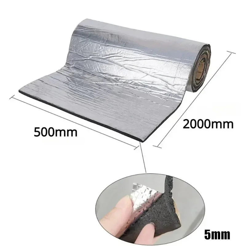 Car noise deadening mat, closed cell foam hood and panel insulation sheet
