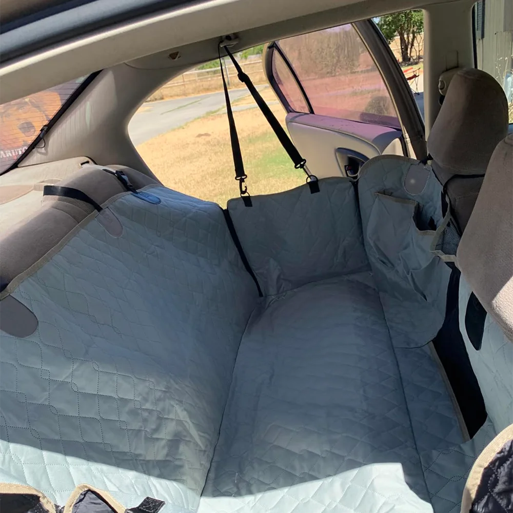 Dog Car Seat Cover with Storage Bag, Heavy Duty Scratch-Resistant Pet Dog Back Seat Cover Hammock for Cars, SUVs