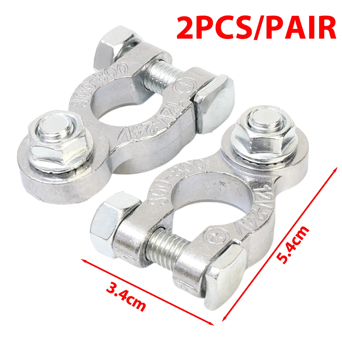 2pcs Battery Terminal Clamp Zinc Alloy Positive and Negative Pole Screw Connector