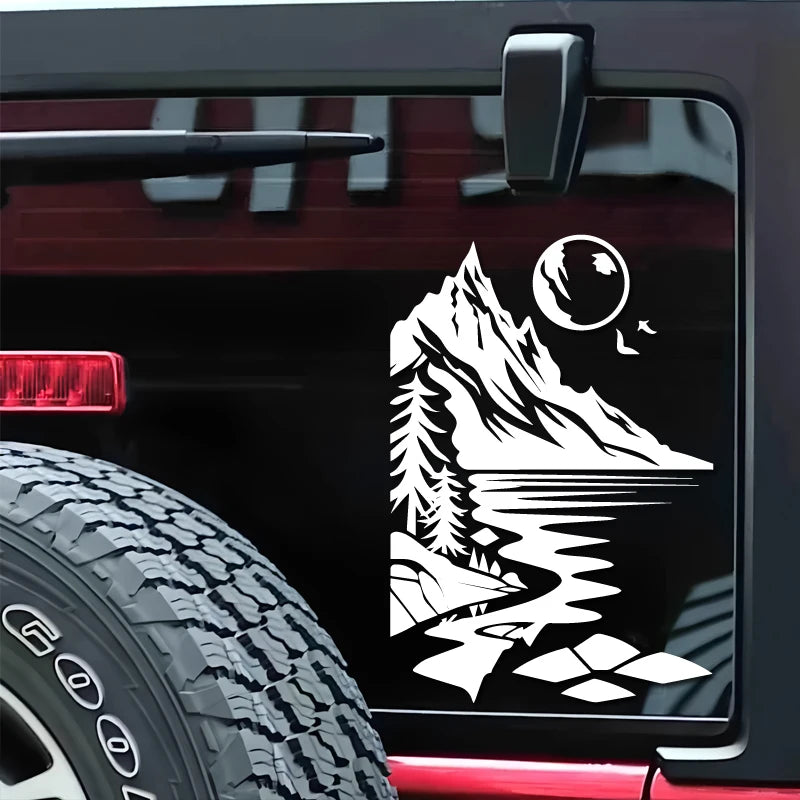 Mountain, River and Moon Nature Car Decal, S, M or L