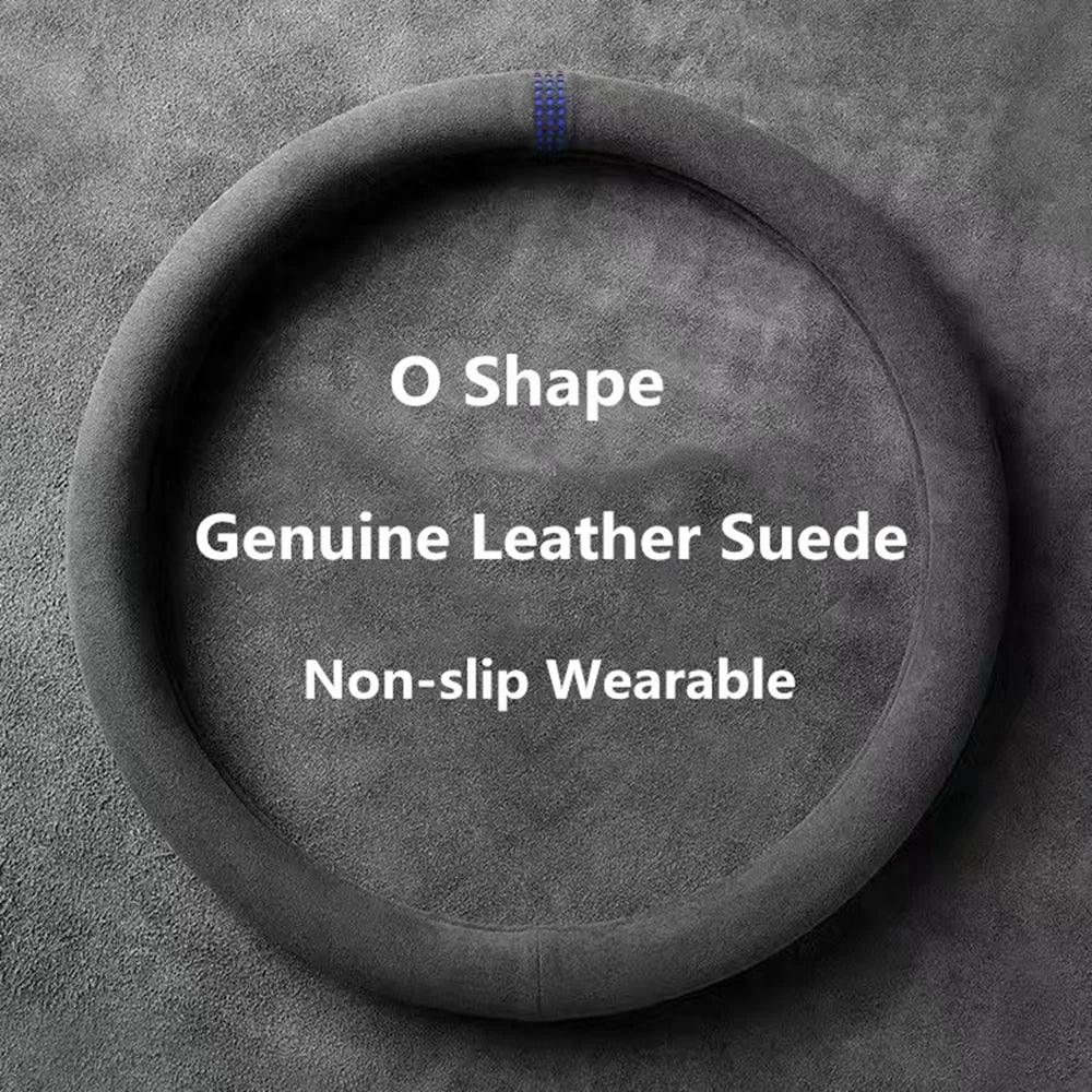 Suede Steering Wheel Cover, 37-38cm, D or O Shape