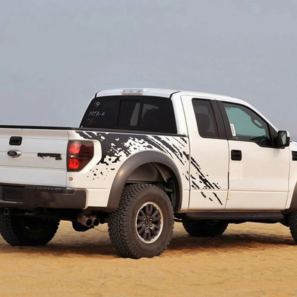 Pickup Truck Body Side Splash Decals, Universal Fit, 2pc