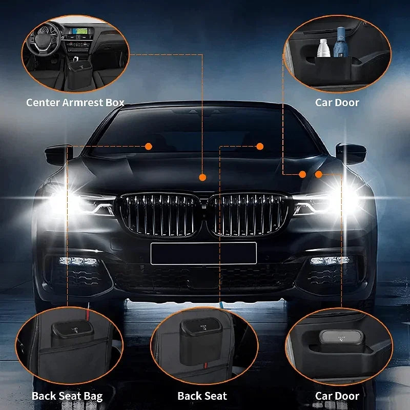 1/2/3Pcs Car Trash Can (with Lid) Contains 60 (300) Garbage Bags, Small Car Trash Can, Leak-proof Mini Car Accessories