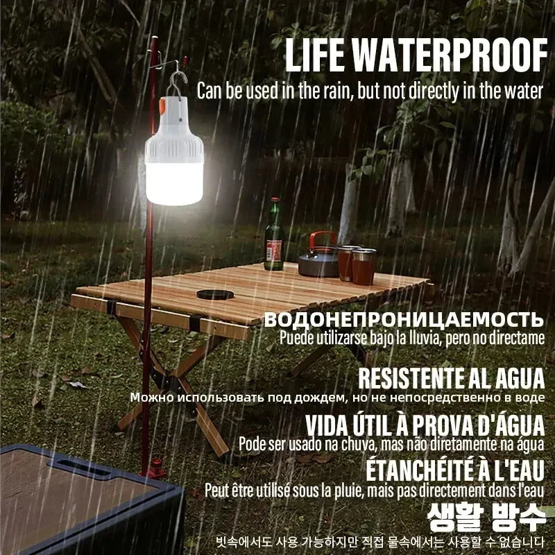 Rechargeable USB LED Camping Light Camp Rechargeable Emergency LED Bulbs Waterproof Energy-saving Bulbs Hanging Work Light Tent