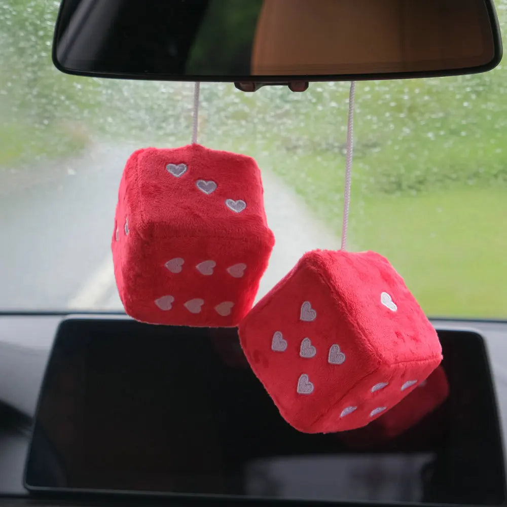 Retro Plush Heart-Shaped Dice - Car Mirror Hanging Decor - image 14