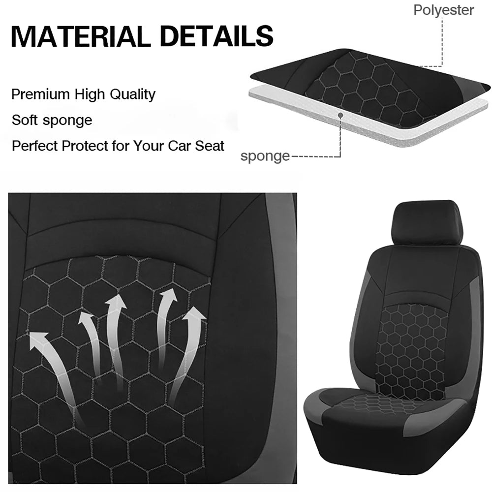 Football Embroidery Car Seat Covers, Universal Fit
