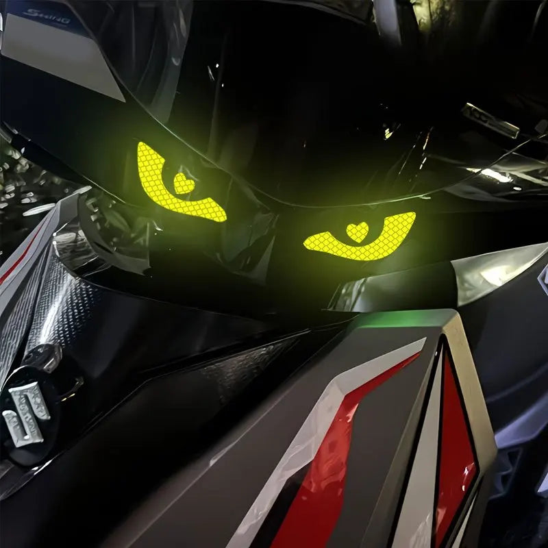 Pair of Reflective Demon Eye Decals for Motorcycle Headlights and Tanks - view 5