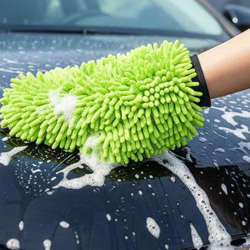 High Density Microfiber Car Wash Mitt, Chenille Scratch-Free Glove for Auto Detailing