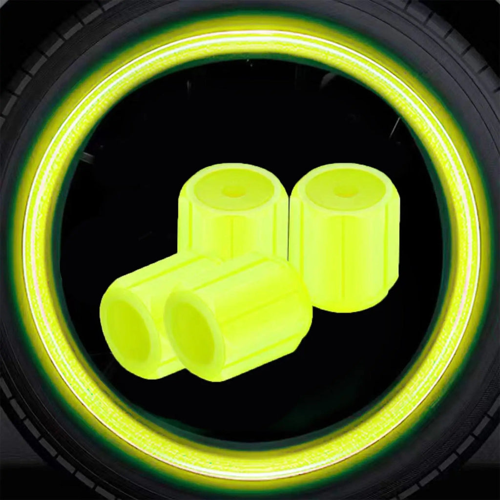 Glow in the Dark Tire Valve Stem Caps, Set of 4