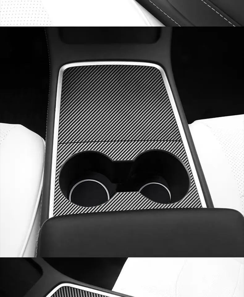 Wood Grain and Carbon Look Center Console Film for Tesla Model Y 2021-2023
