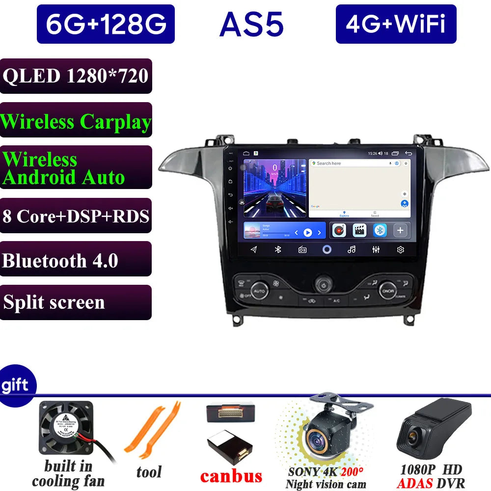 Ford S-Max Galaxy 2006-2015 9 Inch CarPlay Android Auto Player - image 8