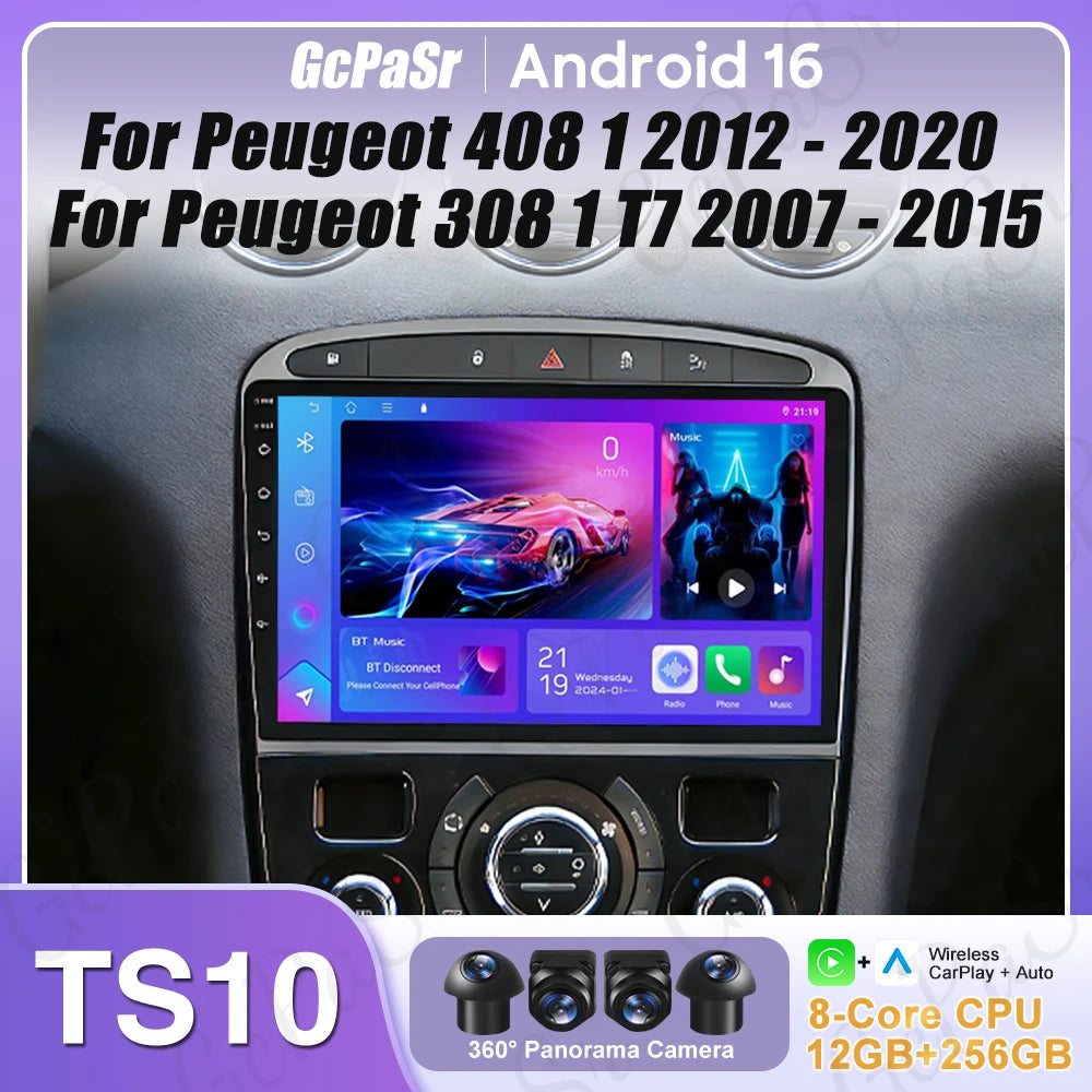 9" Android Car Radio for Peugeot 408/308 with Wireless CarPlay