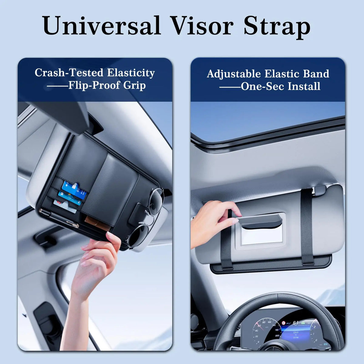 Car Sun Visor Organizer, Multi-Function Storage Holder for Sunglasses, Cards & Documents