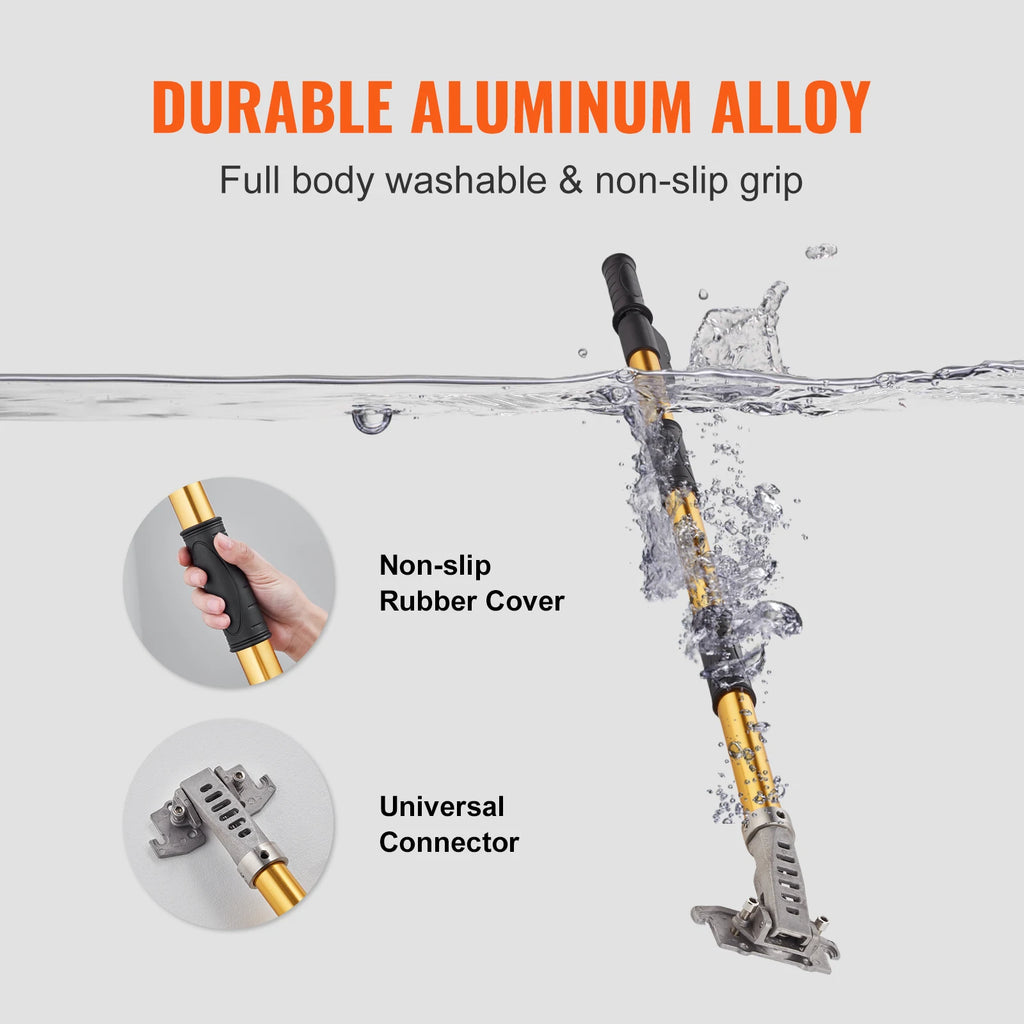SucceBuy Drywall Flat Box Handle 40''-64'' Anodized Aluminum 5-Section Length Adjustable Non-Slip Grip Plasterboard, Wallboard