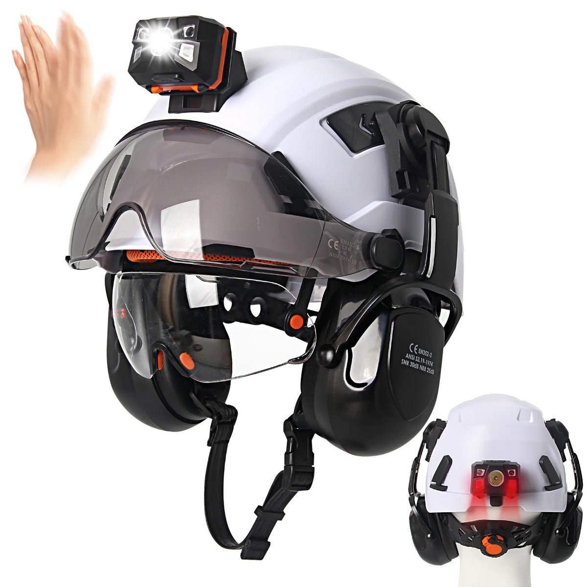 Safety Helmet with Dual Visors, Headlamp & Earmuffs (ANSI/CE) - image 16