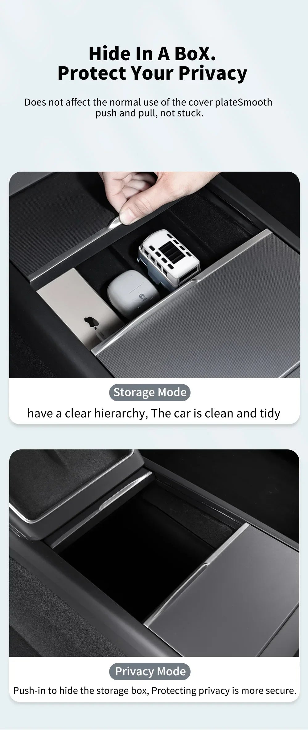 Center Console Hidden Storage Box for Tesla Model 3 and Model Y