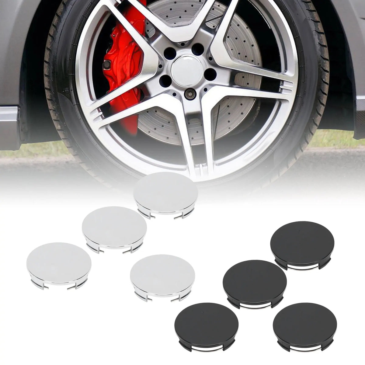 Universal 65mm Wheel Hub Caps Chrome Center Caps (4 Pack) - image 3