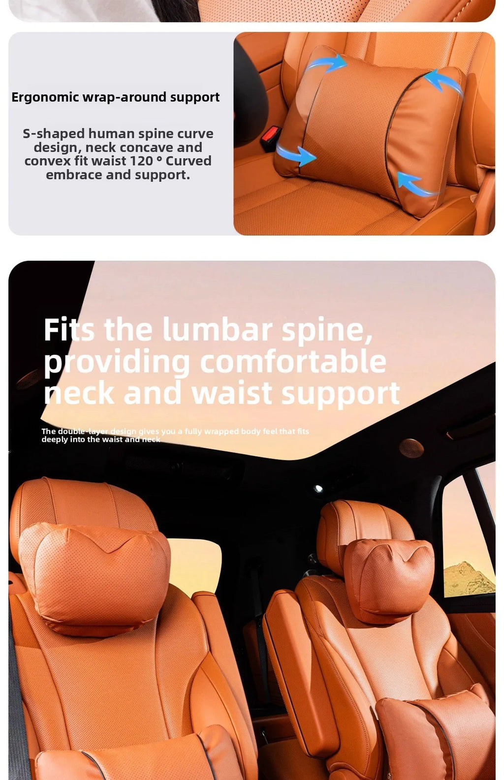 Perforated Artificial Leather Car Headrest or Backrest Cushion